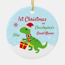 Cute Dinosaur T-Rex Underbar Nanna Julgransprydnad Keramik