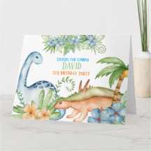 Cute Dinosaur - tack för födelsedagsfesten på kort
