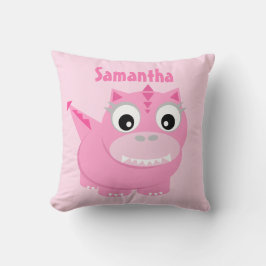 Cute Dinosaur Tecknad Rosa Kids Namn Dekorativ kud Kudde