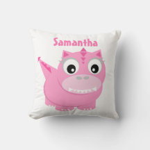 Cute Dinosaur Tecknad Rosa Kids Namn Dekorativ kud