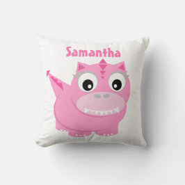 Cute Dinosaur Tecknad Rosa Kids Namn Dekorativ kud Kudde