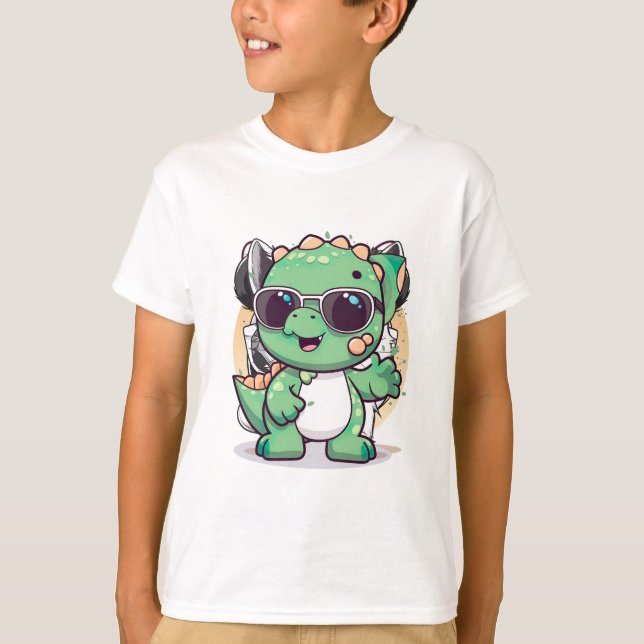 Cute Dinosaur-Tecknad T Shirt (Framsida)