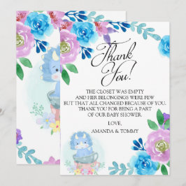 Cute Dinosaur Tekopp Baby Shower - tack för ditt k Kort