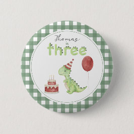 Cute Dinosaur Three-rex Birthday Knapp