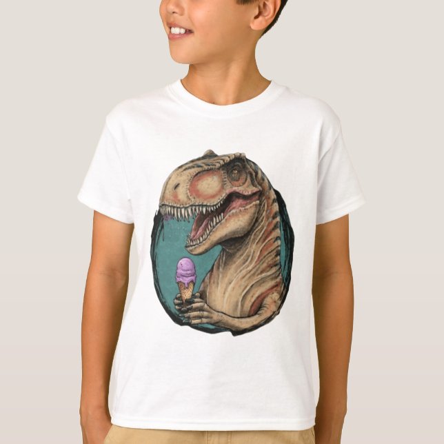 Cute dinosaur trex som äter glass t shirt (Framsida)