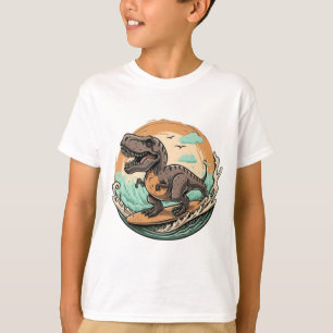 Cute dinosaur trex surfing t shirt