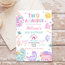 Cute Dinosaur Two-A-Saurus 2:a födelsedagen Party