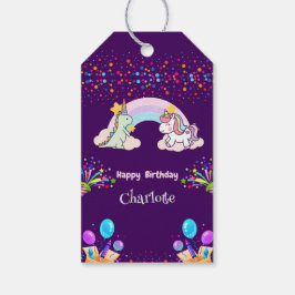 Cute Dinosaur Unicorn rainbow Balloon födelsedag Presentetikett