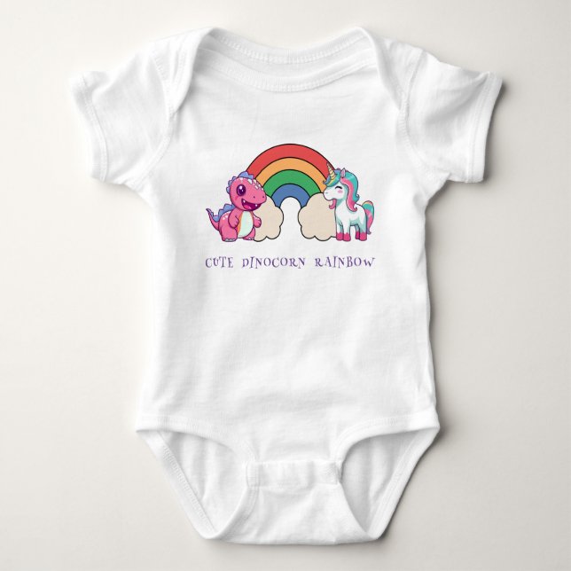 Cute Dinosaur Unicorn-regnbåge, färgad födelsedag T Shirt (Framsida)