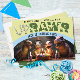 Cute Dinosaur UpRAWR Dino-Mite 4e födelsedagen Par Inbjudningar