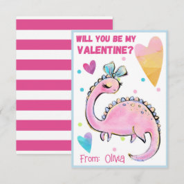 Cute Dinosaur Valentine Card-för barn ska vara min Anteckningskort