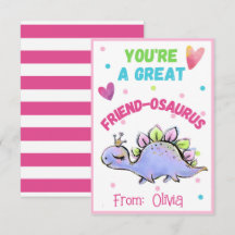 Cute Dinosaur Valentine Card for Kid Friend Osaurs