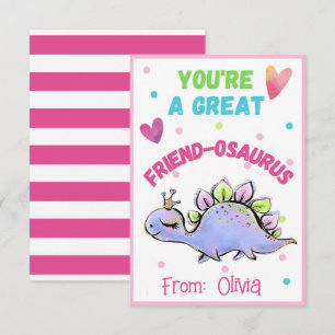 Cute Dinosaur Valentine Card for Kid Friend Osaurs Anteckningskort