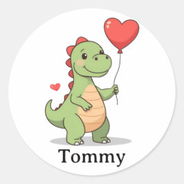 Cute Dinosaur Valentine Sticker for Boys Runt Klistermärke