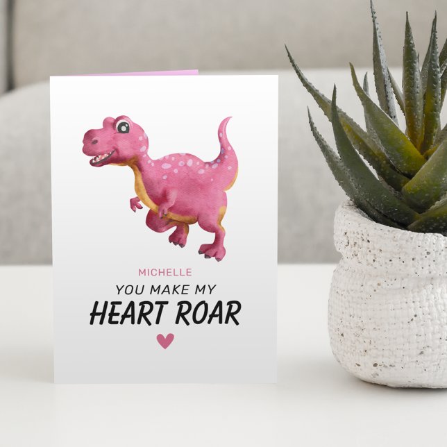 Cute Dinosaur Valentines day-kort Kort (Skapare uppladdad)