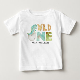 Cute Dinosaur Vild 1:a födelsedagen Baby T-Shirt