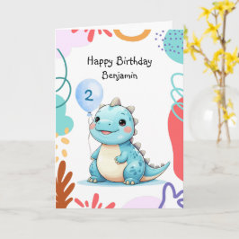 Cute Dinosaur vild Boy Grattis på födelsedagen par Kort