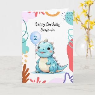 Cute Dinosaur vild Boy Grattis på födelsedagen par Kort