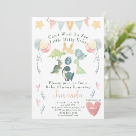 Cute Dinosaur Watercolor Baby Shower Inbjudningar