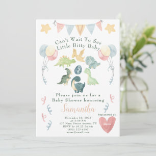 Cute Dinosaur Watercolor Baby Shower Inbjudningar