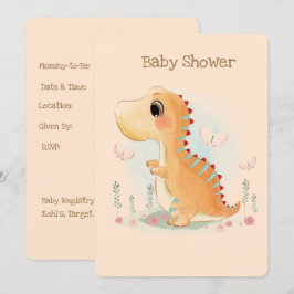 Cute Dinosaur Watercolor Baby Shower Inbjudningar