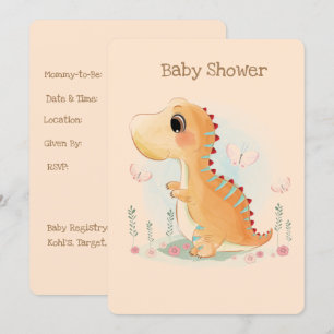 Cute Dinosaur Watercolor Baby Shower Inbjudningar