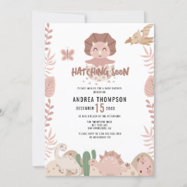 Cute Dinosaur Watercolor Baby Shower Inbjudningar