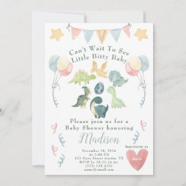 Cute Dinosaur Watercolor Baby Shower Inbjudningar