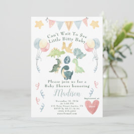 Cute Dinosaur Watercolor Baby Shower Inbjudningar
