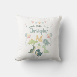 Cute Dinosaur Watercolor Blue Personlig Baby Kudde