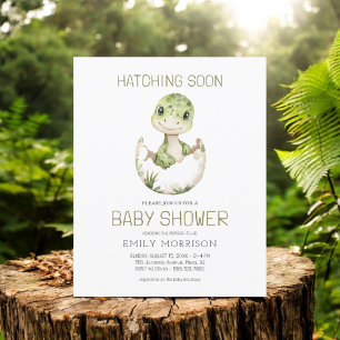 Cute Dinosaur Watercolor Hatching Soon Baby Shower