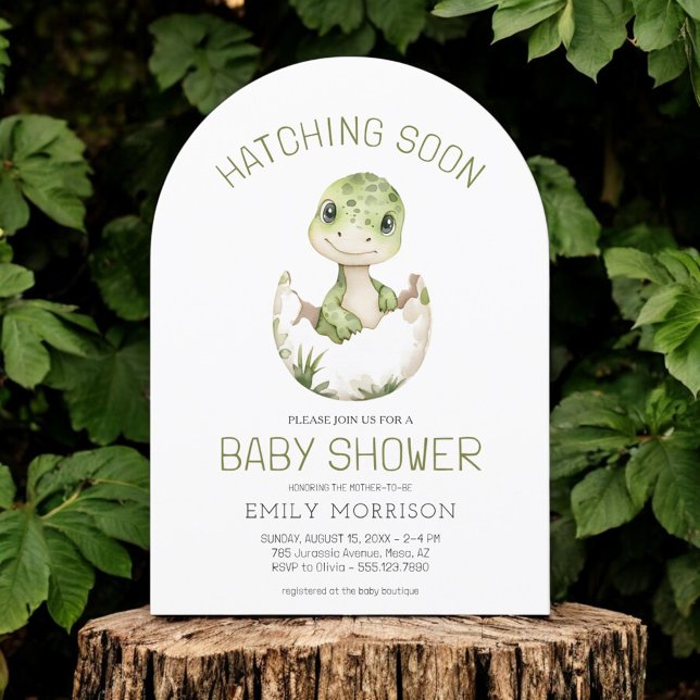 Cute Dinosaur Watercolor Hatching Soon Baby Shower Inbjudningar (Skapare uppladdad)