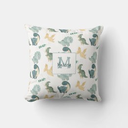 Cute Dinosaur Watercolor Mönster Kudde