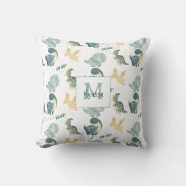 Cute Dinosaur Watercolor Mönster Kudde