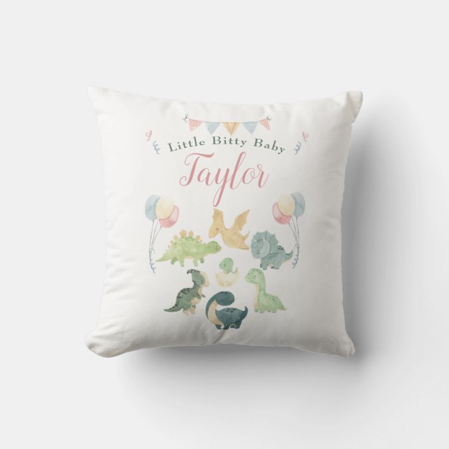 Cute Dinosaur Watercolor Personlig Baby Kudde (Framsida)