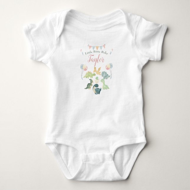 Cute Dinosaur Watercolor Personlig Baby T Shirt (Framsida)