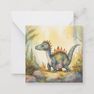 Cute Dinosaur Watercolor Storybook Anteckningskort