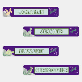 Cute Dinosaur Watersecure Namn Set 1 Lila Klistermärke