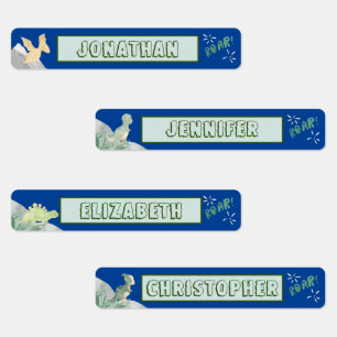 Cute Dinosaur Waterskyddsklass Namn, blått Klistermärke