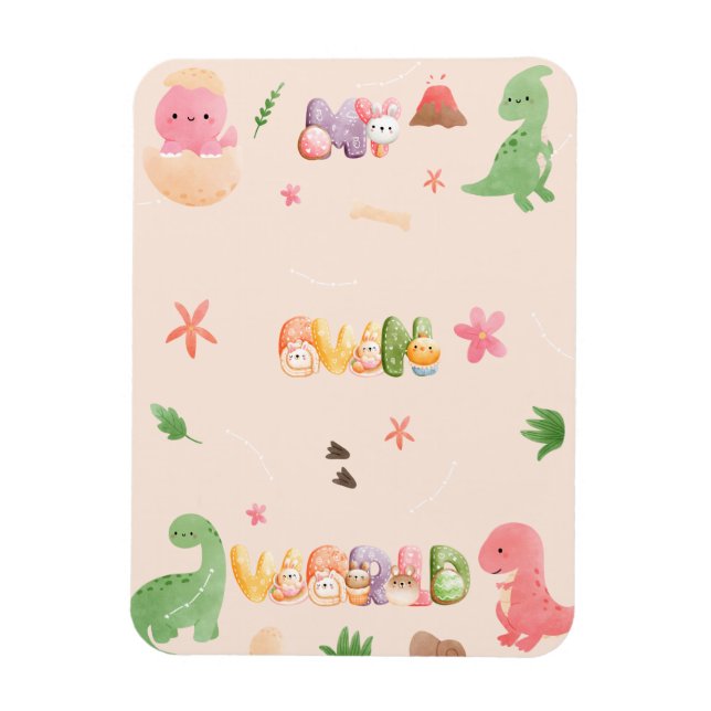 Cute Dinosaur World Flexible Photo Magnet (Vertikal)