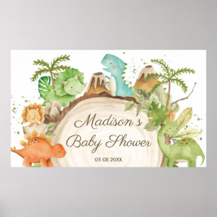 Cute Dinosaurs 1:a födelsedag Baksida över babyklä Poster