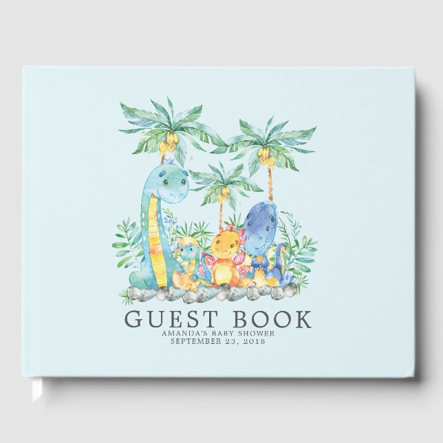 Cute Dinosaurs Baby Shower Guest Bok (Framsida)