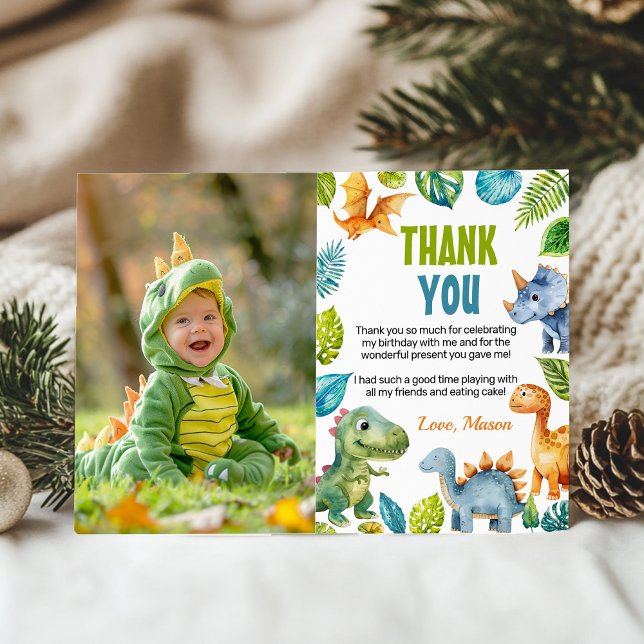 Cute Dinosaurs Birthday Photo - tackkort Tack Kort (Skapare uppladdad)