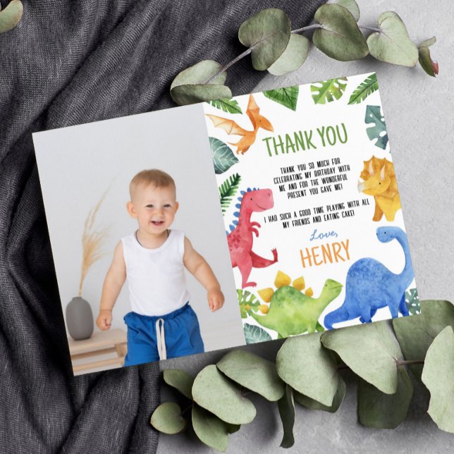 Cute Dinosaurs Birthday Photo - tackkort Tack Kort (Skapare uppladdad)