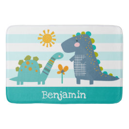 Cute Dinosaurs Boy Blue Rand Namn Roligt Kawaii Badrumsmatta