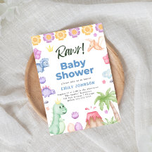 Cute Dinosaurs Boy Shower-inbjudan