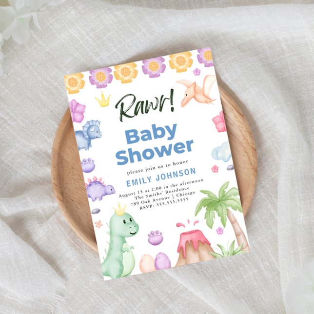 Cute Dinosaurs Boy Shower-inbjudan Inbjudningar (Skapare uppladdad)