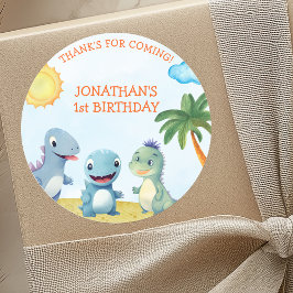 Cute Dinosaurs, Boy's birthday Runt Klistermärke