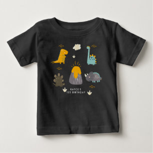 Cute Dinosaurs Boy's First Födelsedagsfest Baby T- T Shirt