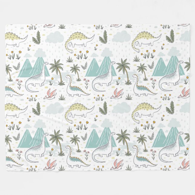 Cute Dinosaurs Fleece Blanket (Framsidan (Horisontell))